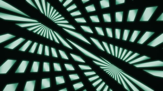 Moire Pattern Optical Interference Bands from Two Sliding Line Grids Seamless Loop in cool emerald tones