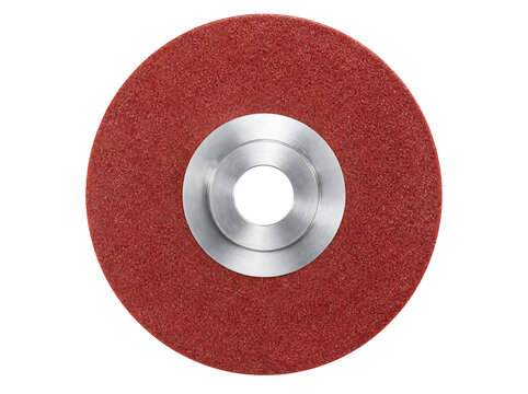 Circular red abrasive grinding wheel isolated on transparent background
