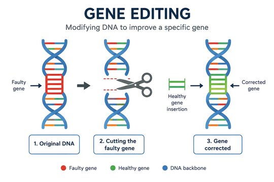 Modern Gene Editing Process with DNA and Scissors Icon