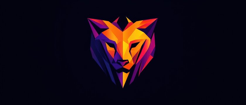 Geometric wolf head low poly design vibrant gradient colors