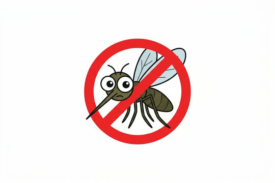 Mosquito Forbidden Sign Icon on White Background