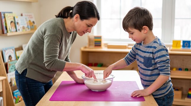 Parent and child explore cornstarch impact science together