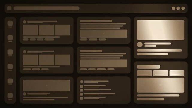 Skeleton Loading UI Placeholder Cards With Shimmer Sweep Seamless Loop in cool amber tones