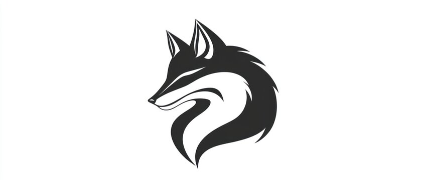 Elegant fox head profile monochromatic vector illustration