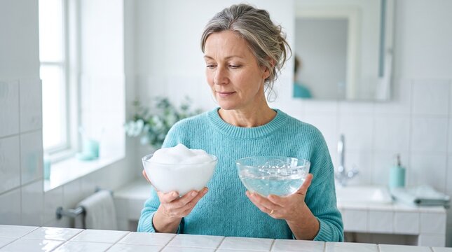 Homeowner compares clear water samples for better washing