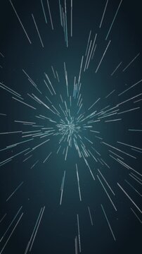 Warp speed hyperspace starfield flight seamless loop in rich teal tones vertical 9:16