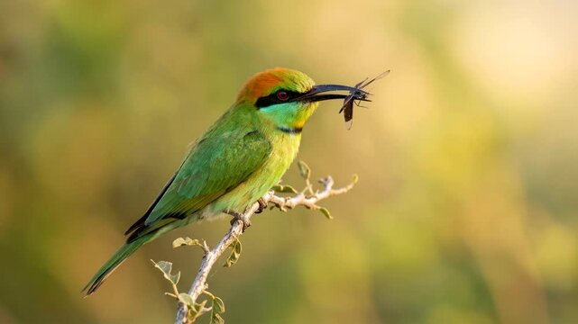 green bee eater close up at morning light in ranthambore national park india video