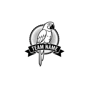 Tropical parrot mascot logo in circular badge