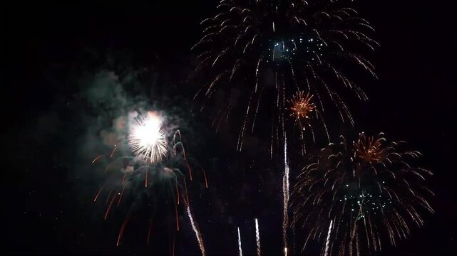 Brilliant Colorful Fireworks Display Night Celebration Event