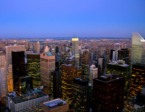 Manhattan in New York City skyline at dusk