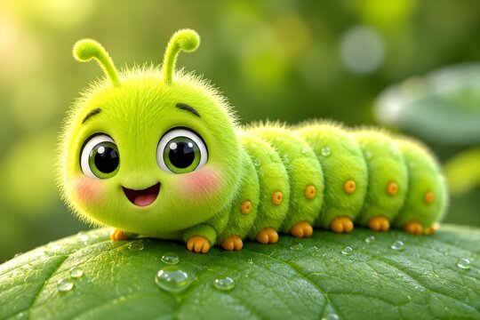 green caterpillar on a leaf
