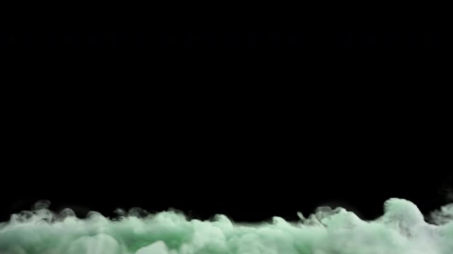 Seamlessly looping green witch cauldron mist flowing downward, alpha channel for transparent background, mist only version, 4K 30p