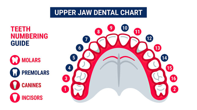 Upper Jaw Dental Chart with Numbering Guide