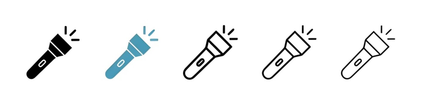 Flashlight line icon vector set. Thin line customizable illustration. Contour symbol. Vector isolated outline drawing. Editable stroke