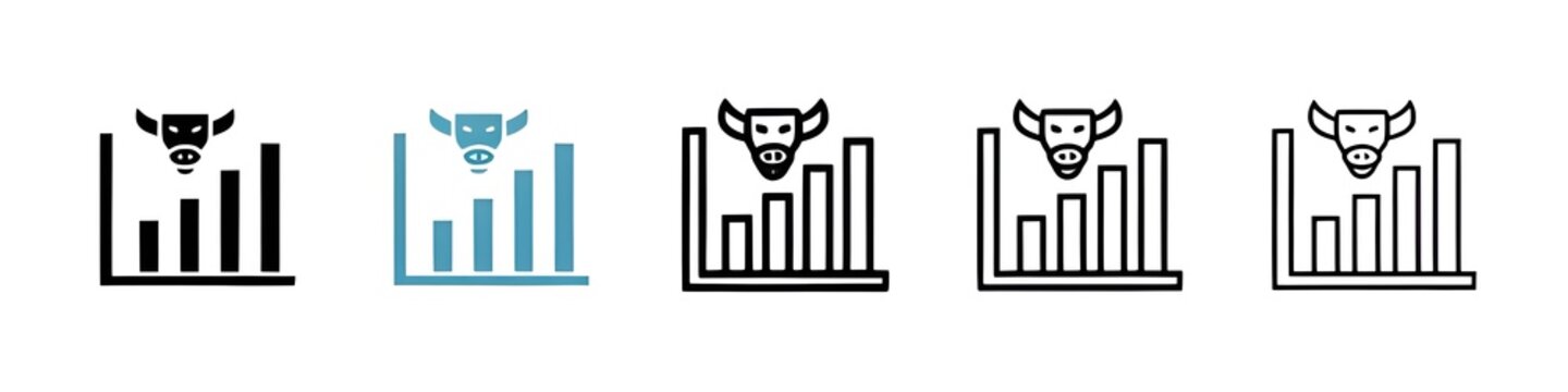 Bull market line icon vector set. Thin line customizable illustration. Contour symbol. Vector isolated outline drawing. Editable stroke