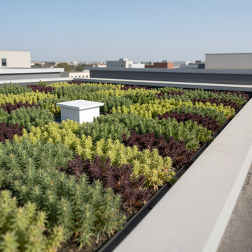 urban rooftop garden featuring diverse plant species under clear sky highlighting concept of sustainable living