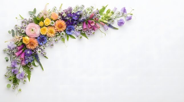 Vibrant spring flower bouquet arrangement in full bloom. Fresh colorful floral composition for weddings, events, and home decor.