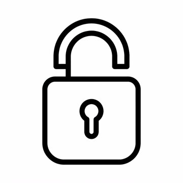 Unlocked open padlock security line icon
