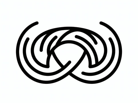 Abstract line art logo depicting interlocking curved waves forming an infinity bridge or vision eye. Minimalist vector symbol for optical, tech, security, media, and consulting.