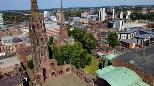 Coventry Cathedral and Historic Ruins from Above