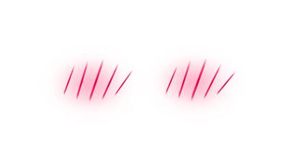Anime blushing cheeks effect with glowing pink lines for character expression