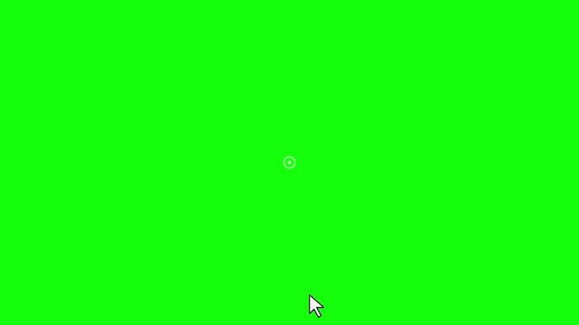 Digital mouse cursor pointing and interacting on a bright green screen background, a versatile graphic element for motion design