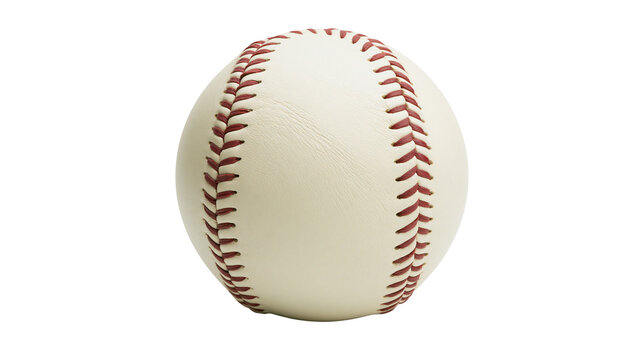 Classic baseball with red stitching, isolated on transparent background