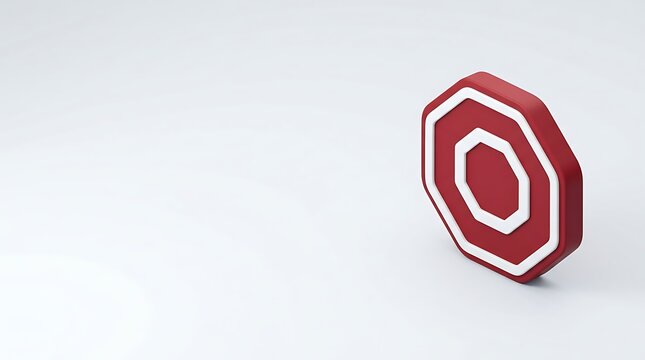 Red and White Arrow Sign Icon, Glossy 3D Vector Button Symbol for Web, Internet, Business, Technology and Interface Design