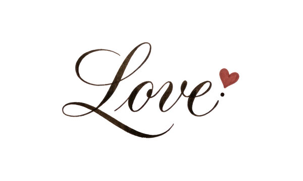 Love script with heart in rose gold tone.