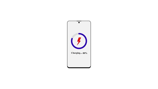 Smartphone charging screen illustration showing eighty percent battery power status.