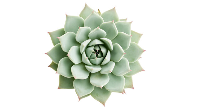 Pale green succulent plant with tightly packed rosette leaves, isolated on transparent background