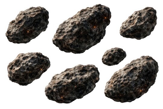 Realistic asteroid set with rocky textures.