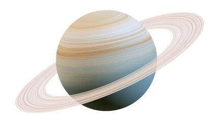 Gas giant planet Saturn with prominent rings, isolated on transparent background © Jonathan