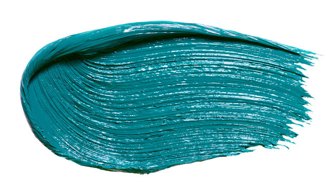 Thick teal paint smear with visible brush strokes, isolated on transparent background