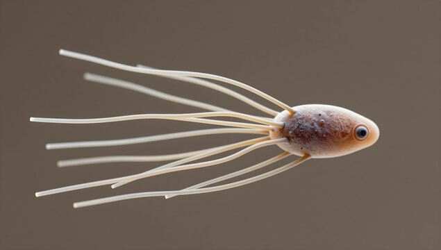 Microscopic flagellated protozoan model with flagella
