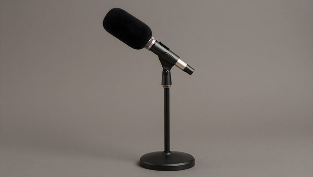 Vintage broadcast microphone on a stand