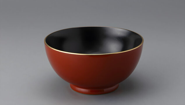 Japanese lacquerware bowl in red and black