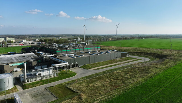 Wind turbines powering AI data processing