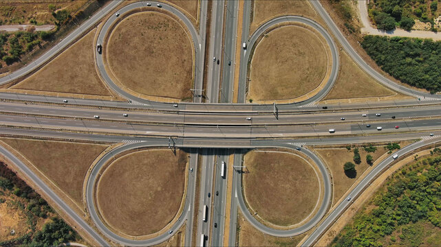 Road interchange or highway intersection. Junction transportation