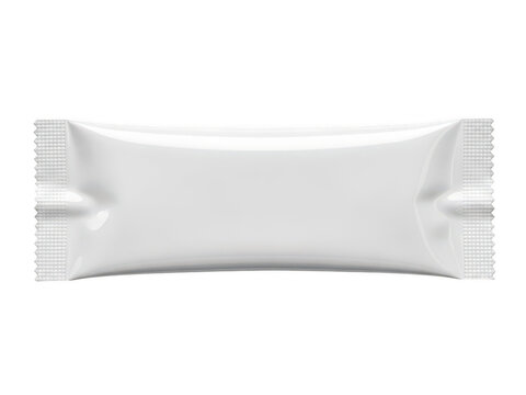 Empty white snack wrapper lying flat