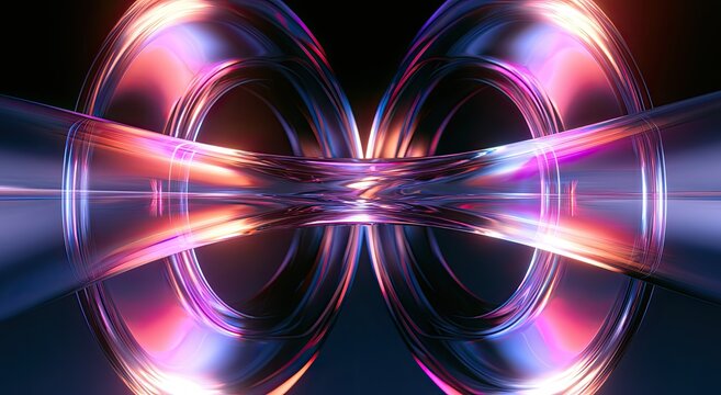 Glistening toroidal structure with vibrant, reflective, futuristic illumination