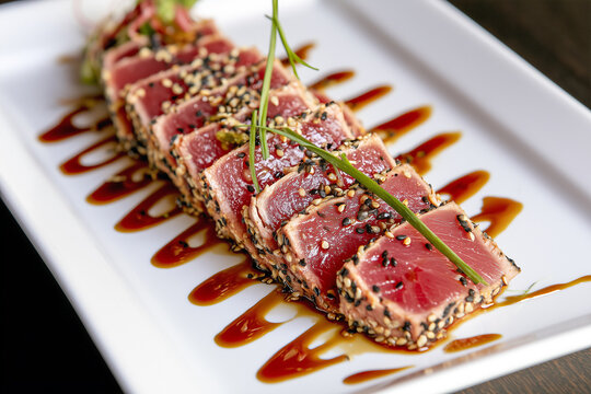 Seared tuna with sesame and soy sauce