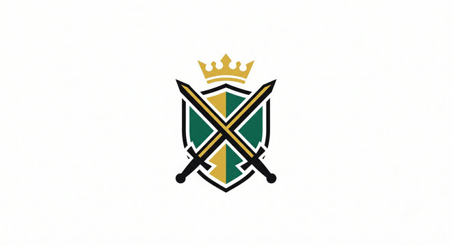 Royal Crossed Swords Shield Heraldic Crest Emblem
