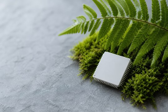 Responsible Computing Concept With Microchip and Moss