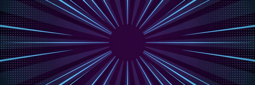 Abstract dark purple background with bright blue comic style speed lines