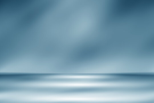 Blue room studio with spotlight gradient backdrop used for background and display your product.