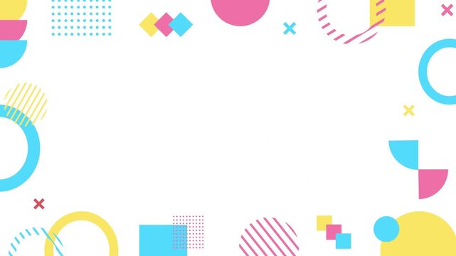 simple frame background featuring a cute colorful retro pop Memphis geometric design