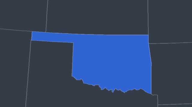 Oklahoma Zoomed In Blue on US Election Map State Focus, Alpha 4K