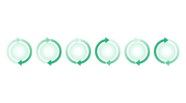 Green circular arrow process steps infographic design showing continuous cycle flow and workflow sequence vector illustration