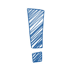 Hand drawn blue crayon textured single exclamation mark punctuation symbol  element PNG